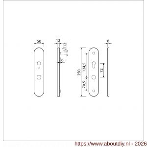 Ami VHB 250/50/1 senioren veiligheidslangschild SKG** Archi Design ovaal omkeer VHB 250/50/1 buiten en binnen profielcilinder PC 72 omkeer Irox deurdikte 38-42 mm - A10901383 - afbeelding 5