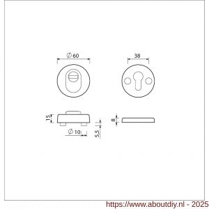 Ami VHB rond rozet veiligheidsrozet SKG*** Archi Design rond VHB rozet rond 60/15 buiten kerntrek KT binnen profielcilinder PC Irox deurdikte 38-42 mm - A10901546 - afbeelding 5