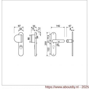 Ami VHB 250/15-90/83-378 KT veiligheids Rotaveer duwer-kruk langschildgarnituur SKG*** kerntrekbeveiliging Archi Design VHB 250/15 KT 55 deurduwer 90/83 links en deurkruk 378 Rota Irox deurdikte 38-42 mm - A10901088 - afbeelding 5