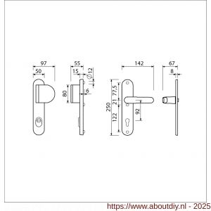 Ami VHB 250/15-90/83-378 KT veiligheids Rotaveer duwer-kruk langschildgarnituur SKG*** kerntrekbeveiliging Archi Design VHB 250/15 KT 92 deurduwer 90/83 rechts en deurkruk 378 Rota Irox deurdikte 38-42 mm - A10901091 - afbeelding 5