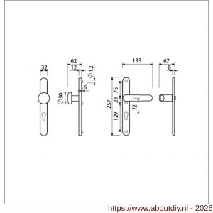 Ami VHB 257/32/2-169/50-378 veiligheids Rotaveer knop-kruk smalschildgarnituur SKG** Archi Design ovaal VHB 257/32/2 knop 169/50 profielcilinder PC 72 en deurkruk 378 Rota Irox deurdikte 53-57 mm - A10900875 - afbeelding 5