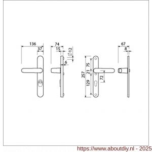 Ami VHB 257/37/15-378 KT veiligheids Rotaveer kruk-kruk smalschildgarnituur SKG*** kerntrekbeveiliging Archi Design VHB deurkruk 378 Rota 257/37/2 KT 72 en deurkruk 378 Rota 257/32/2 profielcilinder PC 72 Irox deurdikte 53-57 mm - A10901630 - afbeelding 5