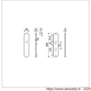 Ami VHB 250/50/1 veiligheidslangschild SKG*** ovaal VHB 250/50/1 buiten blind F1 binnen profielcilinder PC 72 deurdikte 53-57 mm - A10900910 - afbeelding 5