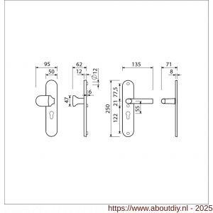 Ami VHB 250/50/1-145 veiligheidsvoordeur-knoplangschildgarnituur SKG*** ovaal VHB 250/50/1 profielcilinder PC 55 Varo knop 145 en deurkruk 369 F1 deurdikte 38-42 mm - A10901042 - afbeelding 6