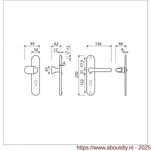 Ami VHB 250/50/1-145-378 veiligheids Rotaveer knop-kruk langschildgarnituur SKG*** ovaal VHB Varo knop 145 250/50/1 buiten en binnen profielcilinder PC 72 en deurkruk 386 Rota F1 deurdikte 53-57 mm - A10901050 - afbeelding 6