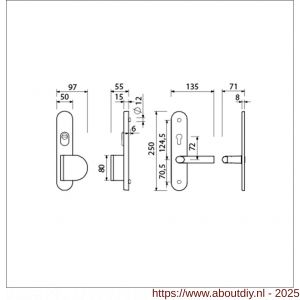 Ami VHB 250/15-90/83 KT senioren veiligheids duwer-kruk langschildgarnituur SKG*** kerntrekbeveiliging ovaal omkeer VHB 250/50/15 KT 72 omkeer 90/83 rechts en deurkruk 369 profielcilinder PC 72 omkeer F1 deurdikte 38-42 mm - A10901122 - afbeelding 5