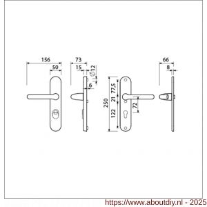 Ami VHB 250/15-386 KT veiligheids Rotaveer kruk-kruk langschildgarnituur SKG*** kerntrekbeveiliging ovaal VHB 386 Rota 250/50/15 KT 72 en profielcilinder PC 72 F1 deurdikte 53-57 mm - A10901209 - afbeelding 5