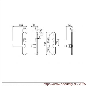 Ami VHB 250/15-386 KT senioren veiligheids Rotaveer kruk-kruk langschildgarnituur SKG*** kerntrekbeveiliging ovaal omkeer VHB 386 Rota 250/50/15 KT 72 omkeer en profielcilinder PC 72 omkeer F1 deurdikte 53-57 mm - A10901213 - afbeelding 5