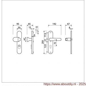 Ami VHB 250/15-145-378 KT veiligheids Rotaveer knop-kruk langschildgarnituur SKG*** kerntrekbeveiliging ovaal VHB knop 145 250/50/15 KT 72 binnen profielcilinder PC 72 en deurkruk 378 Rota F1 deurdikte 53-57 mm - A10901244 - afbeelding 5