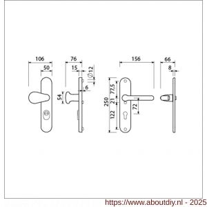 Ami VHB 250/15-173-386 KT veiligheids Rotaveer knop-kruk langschildgarnituur SKG*** kerntrekbeveiliging VHB 173 knop 386 Rota 250/50/15 buiten kerntrek KT 72 en binnen profielcilinder PC 72 F1 deurdikte 38-42 mm - A10901310 - afbeelding 5