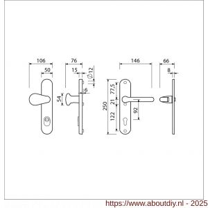 Ami VHB 250/15-173-386 KT veiligheids Rotaveer knop-kruk langschildgarnituur SKG*** kerntrekbeveiliging VHB 173 knop 386 Rota 250/50/15 buiten kerntrek KT 92 en binnen profielcilinder PC 92 F1 deurdikte 38-42 mm - A10901312 - afbeelding 5