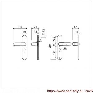 Ami VHB 250/50/1-378 veiligheids Rotaveer kruk-kruk langschildgarnituur SKG*** ovaal VHB 378 Rota 250/50/1 profielcilinder PC 55 F1 deurdikte 53-57 mm - A10901214 - afbeelding 5