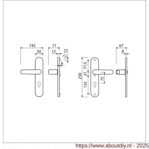 Ami VHB 250/50/1-378 veiligheids Rotaveer kruk-kruk langschildgarnituur SKG*** ovaal VHB 378 Rota 250/50/1 profielcilinder PC 72 F1 deurdikte 53-57 mm - A10901216 - afbeelding 5