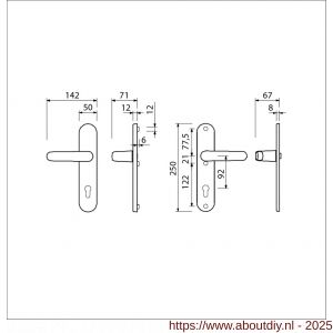 Ami VHB 250/50/1-378 veiligheids Rotaveer kruk-kruk langschildgarnituur SKG*** ovaal VHB 378 Rota 250/50/1 profielcilinder PC 92 F1 deurdikte 53-57 mm - A10901218 - afbeelding 5