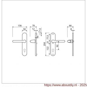 Ami VHB 250/50/1-386 veiligheids Rotaveer kruk-kruk langschildgarnituur SKG*** ovaal VHB 386 Rota 250/50/1 profielcilinder PC 92 F1 deurdikte 53-57 mm mm - A10901227 - afbeelding 5
