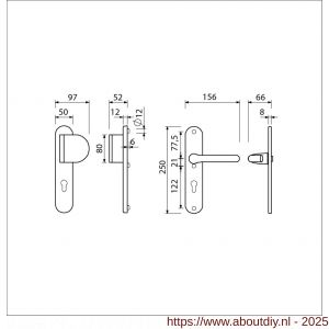 Ami VHB 250/50/1-90/83-386 veiligheids Rotaveer duwer-kruk langschildgarnituur SKG*** ovaal VHB 250/50/1 profielcilinder PC 72 deurduwer 90/83 rechts en deurkruk 386 Rota deurdikte 38-42 mm F1 - A10901129 - afbeelding 6