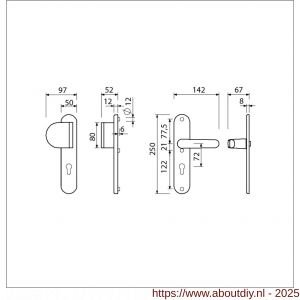 Ami VHB 250/50/1-90/83-378 veiligheids Rotaveer duwer-kruk langschildgarnituur SKG*** ovaal VHB 250/50/1 profielcilinder PC 72 deurduwer 90/83 links en deurkruk 378 Rota deurdikte 38-42 mm F1 - A10900958 - afbeelding 5