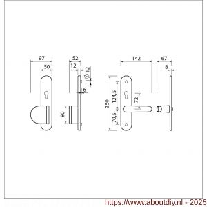 Ami VHB 250/50/1-90/83-378 senioren veiligheids Rotaveer duwer-kruk langschildgarnituur SKG** ovaal omkeer VHB 250/50/1 profielcilinder PC 72 omkeer deurduwer 90/83 links F1 en deurkruk 378 Rota profielcilinder PC 72 omkeer - A10900806 - afbeelding 4