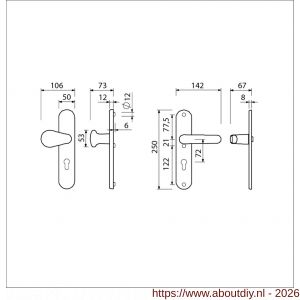 Ami VHB 250/50/1-173-378 veiligheids Rotaveer knop-kruk langschildgarnituur SKG*** ovaal VHB knop 173 250/50/1 buiten en binnen profielcilinder PC 72 deurkruk 378 Rota F1 deurdikte 38-42 mm - A10901287 - afbeelding 5