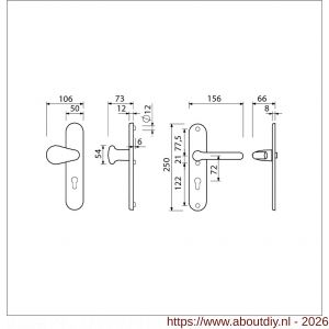Ami VHB 250/50/1-173-386 veiligheids Rotaveer knop-kruk langschildgarnituur SKG*** ovaal VHB knop 173 250/50/1 buiten en binnen profielcilinder PC 92 deurkruk 386 Rota F1 deurdikte 38-42 mm - A10901296 - afbeelding 5