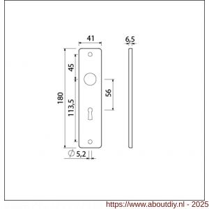 Ami 180/41 RH kortschild aluminium rondhoek sleutelgat SLG 56 zwart RAL 9005 structuur finish - A10900579 - afbeelding 6