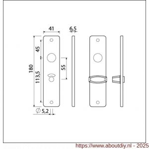 Ami 180/41 RH kortschild aluminium rondhoek toilet- en badkamersluiting WC 8/55 mm zwart RAL 9005 structuur finish - A10900587 - afbeelding 6