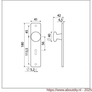 Ami 180/41 RH knopkortschild aluminium rondhoek knop 160/40 vast kortschild 180/41 RH sleutelgat SLG 56 zwart RAL 9005 structuur finish - A10900734 - afbeelding 6