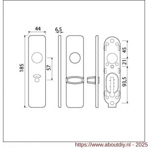 Ami 185/44 Klik kortschild aluminium toilet- en badkamersluiting WC 5x57 mm zwart RAL 9005 structuur finish toilet- en badkamersluiting WC knop Ami groot - A10900609 - afbeelding 6