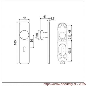 Ami 185/44 Klik knopkortschild aluminium knop 160/40 vast kortschild 185/44 Klik sleutelgat SLG 56 zwart RAL 9005 structuur finish - A10900741 - afbeelding 6