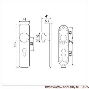 Ami 185/44 Klik knopkortschild aluminium knop 160/40 vast kortschild 185/44 Klik profielcilinder PC 55 zwart RAL 9005 structuur finish - A10900742 - afbeelding 5