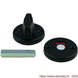 Ami 3 RH vrij- en bezetrozet aluminium rond toilet- en badkamersluiting WC 8 mm zwart - A10900500 - afbeelding 4