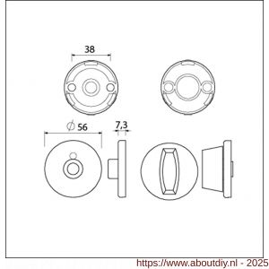 Ami 3 RH vrij- en bezetrozet aluminium rond toilet- en badkamersluiting WC 8 mm zwart - A10900500 - afbeelding 5
