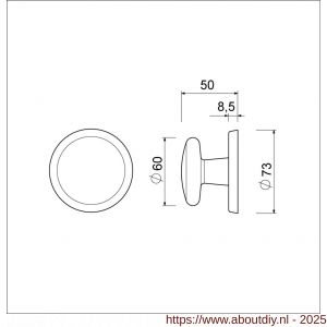 Ami 160/60 voordeurknop aluminium zwart RAL 9005 structuur finish - A10900273 - afbeelding 5