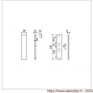 Ami VHB 251/50 veiligheidslangschild SKG*** VHB 251/50 buiten geheel blind binnen profielcilinder PC 55 F2 deurdikte 38-42 mm - A10901441 - afbeelding 5