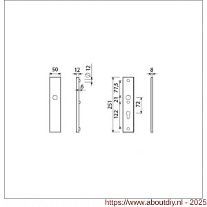 Ami VHB 251/50 veiligheidslangschild SKG*** VHB 251/50 buiten blind binnen profielcilinder PC 72 F2 deurdikte 53-57 mm - A10901435 - afbeelding 5