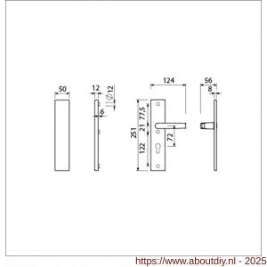 Ami VHB 251/50 veiligheidslangschild SKG*** VHB 251/50 buiten geheel blind binnen profielcilinder PC 72 deurkruk 332 F1 deurdikte 38-42 mm - A10901408 - afbeelding 5