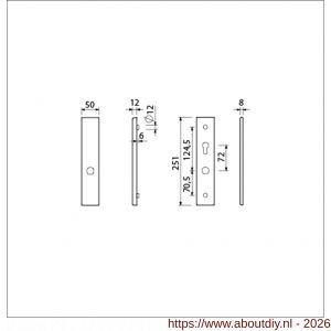 Ami VHB 251/50 senioren veiligheidslangschild SKG** omkeer VHB 251/50 buiten blind omkeer binnen profielcilinder PC 72 omkeer 2 GTS F1 deurdikte 38-42 mm - A10901385 - afbeelding 5