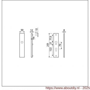 Ami VHB 251/50 veiligheidslangschild SKG*** VHB 251/50 buiten blind binnen profielcilinder PC 70 F1 deurdikte 53-57 mm - A10901397 - afbeelding 5