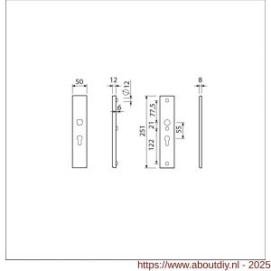 Ami VHB 251/50 veiligheidslangschild SKG*** VHB 251/50 buiten en binnen profielcilinder PC 55 F1 deurdikte 53-57 mm - A10901412 - afbeelding 5