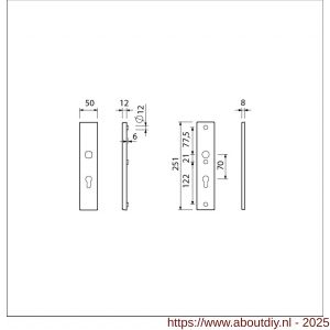 Ami VHB 251/50 veiligheidslangschild SKG*** VHB 251/50 buiten en binnen profielcilinder PC 70 F1 deurdikte 38-42 mm - A10901414 - afbeelding 5