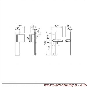 Ami VHB 251/50-90/80 veiligheidsvoordeur-duwerlangschildgarnituur SKG*** VHB 251/50 blind deurduwer 90/80 rechts F1 profielcilinder PC 55 en deurkruk 332 deurdikte 38-42 mm - A10900965 - afbeelding 5