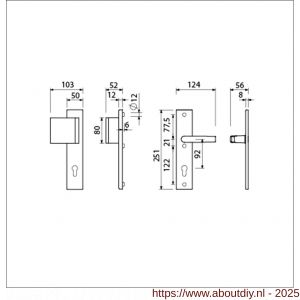 Ami VHB 251/50-90/80 veiligheidsvoordeur-duwerlangschildgarnituur SKG*** VHB 251/50 profielcilinder PC 92 deurduwer 90/80 links F1 en deurkruk 332 deurdikte 53-57 mm - A10900994 - afbeelding 5