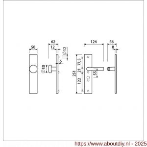 Ami VHB 251/50-169/50 veiligheidsvoordeur-knoplangschildgarnituur SKG*** VHB 251/50 knop 169/50 buiten blind binnen profielcilinder PC 55 en deurkruk 332 F1 deurdikte 38-42 mm - A10901078 - afbeelding 5