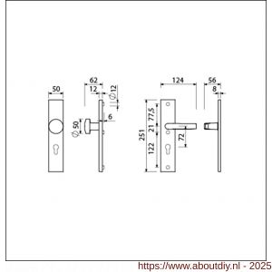 Ami VHB 251/50-169/50 veiligheidsvoordeur-knoplangschildgarnituur SKG*** VHB 251/50 knop 169/50 buiten en binnen profielcilinder PC 72 en zonder deurkruk F1 deurdikte 38-42 mm - A10901074 - afbeelding 5