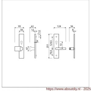 Ami VHB 251/50-144 veiligheidsvoordeur-knoplangschildgarnituur SKG*** VHB 251/50 profielcilinder PC 72 knop Varo 144 F1 profielcilinder PC 72 en deurkruk 332 M6 deurdikte 38-42 mm - A10901060 - afbeelding 5