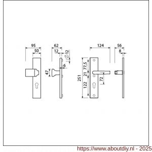 Ami VHB 251/50-144 veiligheidsvoordeur-knoplangschildgarnituur SKG*** VHB 251/50 profielcilinder PC 72 knop Varo 144 F1 profielcilinder PC 72 en deurkruk 332 M6 deurdikte 53-57 mm - A10901062 - afbeelding 5