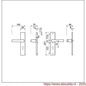 Ami VHB 251/50-379 veiligheids Rotaveer kruk-kruk langschildgarnituur SKG*** VHB deurkruk 379 Rota 251/50 profielcilinder PC 72 F1 en deurkruk 379 Rota 251/50 profielcilinder PC 72 deurdikte 53-57 mm - A10900930 - afbeelding 5