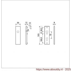 Ami VHB 193/50 veiligheidskortschild SKG*** VHB 193/50 buiten blind binnen profielcilinder PC 72 met deurkruk 332 F1 deurdikte 38-42 mm - A10901353 - afbeelding 5