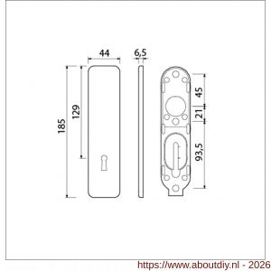 Ami 185/44 Klik kortschild aluminium zonder krukgat sleutelgat SLG 72 F1 - A10901735 - afbeelding 2