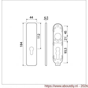 Ami 185/44 Klik kortschild aluminium zonder krukgat profielcilinder PC 55 F1 - A10900596 - afbeelding 2